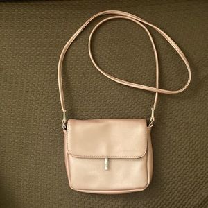 shimmering light pink crossbody purse